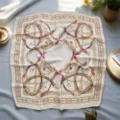 Retro silk square scarf for women, elegant belt and chain print neckerchief for spring and summer. - 13 Selection by Image