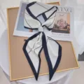 Elegante zwart-witte geometrische lange zijden sjaal, veelzijdig lint voor dames. - HF-075