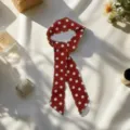 Vintage rood witte polstip twilly sjaal voor vrouwen haarband handtas lint stijlvolle sjaal - Rood