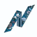 Smalle zijden sjaal met bloemenprint lang smal lint vintage tassenband elegant voor dames stijl - 2 Bloemenkunst