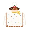 Vue détaillée du tablier de cuisine fantaisie chien, pois colorés et bordure festonnée. - Adulte / Chiot Écharpe 1 Sangle Beige