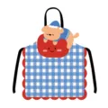 Süße Cartoon Hund Apfel Karo Küchenschürze schmutzabweisend ärmellos für Kochen Arbeit - Erwachsene / Apfel Tier 4 Schwarzer Gurt