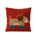Rotes süßes Cartoon Hund Zierkissen für Wohnzimmer Sofa Schlafzimmer weicher Kissenbezug - Doppelseitiger Druck 35x35cm (Bezug Ohne Füllung) / Hund Rotes Kissen B