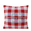 Korean style plaid square throw pillow with cute letter print for sofa and bed decor. - Double-Sided Pattern 35X35cm (Pillowcase Without Insert) / Korean Plaid Pillow A