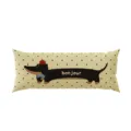 Détail de coussin long teckel crème, polochon mignon à pois pour canapé et lit. - Chiot Maillard Crème E (Long)