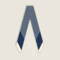 Vintage blauw met witte gestreepte smalle sjaal, elegante twilly lint voor haar en nek. - Marineblauw