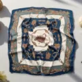 Retro equestrian print square silk scarf elegant neckerchief for women fashion accessory - 8 Selection by Image