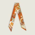 Narrow silk twilly scarf for handbag handle, retro jungle print long ribbon hair band. - Jungle Whisper 5