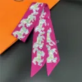 Luxury silk twilly scarf for women with elegant horse print, stylish neck ribbon and hair band. - 7