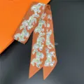 Fashion printed twilly silk scarf for women stylish hair band neckerchief bag ribbon - 8