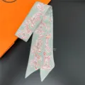 Elegant silk twilly scarf with horse print, stylish narrow hair band and neck accessory. - 9