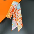 Silk twilly scarf for women, digital print hairband and neckerchief, stylish gift accessory. - 17