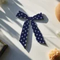 Retro donkerblauwe stippen zijden sjaal haarband tas decoratie lente stijl nekaccessoire - Marineblauw