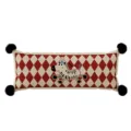Red and white diamond pattern long bolster pillow detail with cute zebra and corner pom poms - 30x50cm Without Core / Festive Zebra D Long Black Pom-Pom