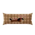 Brown plaid long throw pillow featuring a cute chocolate dog and Good Luck graphic design. - Double-Sided Pattern 30x50cm (Cover Without Core) / Chocolate Dog Pillow D (Long)