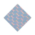 Détail du set de table en tissu bleu avec un charmant motif d'imprimé lapin rose pour la décoration - Motif Lapin 08 / 12x12 Set de Table