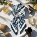 Blue floral 70cm silk scarf retro square neckerchief stylish hair accessory for women - 35 Select by Image