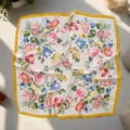 Vintage floral square silk scarf 70cm elegant women head scarf neckerchief decorative wrap - Select by Picture 24