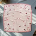 Pink floral print square silk scarf elegant women neckerchief fashion hair band accessory. - Style 17 - Select by Image