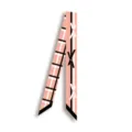 Foulard twilly etroit en soie rose a carreaux, ruban elegant pour sac et accessoire. - Style 8