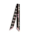 Écharpe twilly étroite classique noire et rose avec motif de nœuds pour sacs et coiffure. - Style 9