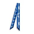 Foulard en soie étroit bleu et blanc ruban twilly pour sac cou cheveux style de luxe - Style 10