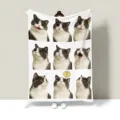 Cute cat print flannel blanket detail, cozy nap sofa throw blanket with multiple cute kitty facial expressions. - 100x70cm [Lap Blankets] / Pet Nine-Grid 03