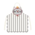 Lindo delantal de cocina de gato a rayas grises para adulto sin mangas de tela suave - 65x75cm (Lino de algodón grueso para adultos) / Gato Kawaii 2 Correa de Arroz