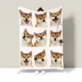 Shiba Inu print flannel blanket soft cozy sofa throw cute dog nap blanket for home office use indoor - Pet Nine-Grid 05