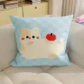 Cute blue check cat throw pillow cover for living room sofa bedroom bedside and office chair use - 40x40cm(Without Core) / Elegant Cat Blue