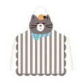 Dettaglio del viso di gatto carino sul grembiule in tessuto grigio, ideale per cucina. - Gatto Kawaii 3 Cinturino Riso