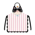 Delantal de cocina con diseño de gato lindo adulto anti-incrustante sin mangas de tela - 45x56cm (Lino de algodón grueso para niños) / Gato Kawaii 5 Correa Negra