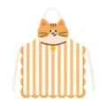 Dettaglio del grembiule da cucina con simpatico gatto e eleganti righe gialle. - Gatto Kawaii 6 Cinturino Riso
