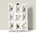 Flannel pet blanket featuring cute dog photos grid, soft throw blanket for couch and office nap. - Pet Nine-Grid 06