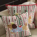 Red grid dachshund decorative pillow case, cute cartoon style cushion for living room sofa. - Double-Sided Pattern 35X35cm (Pillowcase Without Insert) / Colorful Green-Bordered Dachshund