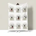Detailed view of the custom pet photo flannel blanket featuring cute dog facial expressions. - Pet Nine-Grid 07
