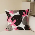 Decorative square throw pillow with cute cartoon abstract print, soft cushion cover for living room sofa. - 35x35cm (Cover Only) / Blackberry Strawberry Black