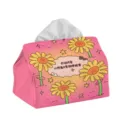 Cute pink sunflower fabric tissue box cover, sweet home desktop napkin storage organizer holder - S / Pink-Sunflower