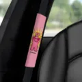 Pink cartoon rabbit car seatbelt cover detail, soft shoulder pad protector for driving comfort. - Pink (A-10 Hello Bunny 01)