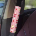 Pink dessert car seat belt cover cute strawberry sundae interior accessory detail - Pink Dessert 03