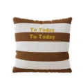 Modern minimalist striped pillowcase, brown and white cushion cover with stylish text print. - Modern Minimalist Striped B