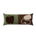 Détail de coussin long bicolore rétro avec pomme artistique et motif de lignes de fruits. - Motif Recto-Verso 40x60cm (Housse de Coussin Sans Garnissage) / Fruit Rétro C (Long)
