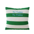 Modern green and white striped throw pillow with text print for cozy home sofa decor. - Modern Minimalist Striped C