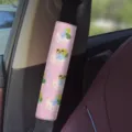 Pink dessert car seatbelt cover, cute cartoon frog doodle safety shoulder pad protector. - Pink Dessert 09
