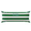Dettaglio cuscino a righe verde bianco, superficie cuscino lungo con testo blu. - Motivo Bifacciale 30x50cm (Fodera Senza Imbottitura) / Rigato Moderno Minimalista G (Striscia Lunga)