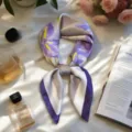 Purple floral square silk scarf for women retro elegant hair scarf neckerchief bag scarf - 34 Select by Image