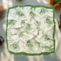 Green floral square scarf 70cm retro versatile decorative silk scarf for women spring autumn - Style 27 (See Picture)