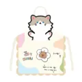 Lindo diseño de gato de dibujos animados delantal de cocina sin mangas anti-manchas. - 65x75cm (Lino de algodón grueso para adultos) / Cabeza de Gato 2 Correa Beige
