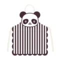 Vue détaillée d'un tablier panda mignon, design à rayures verticales et bord ondulé. - 65x75cm Adulte Épaissi Coton Lin / Tête d'Animal 1