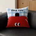 Korean style blue plaid red cartoon cushion sofa pillow cute bedroom decorative pillow - Big Head Apple / Double-Sided Print 35x35cm (Cover Without Core)